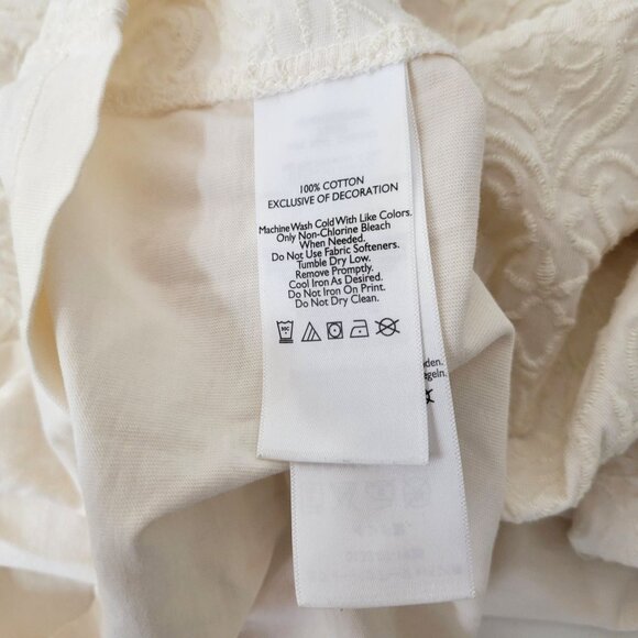 Eddie Bauer Women's Long-Sleeve Cream Embroidered Scoop Neck Cotton Top Size Med - Picture 4 of 5